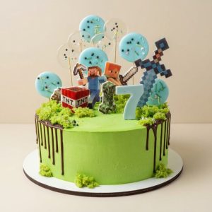 Торт на день рождения сына в стиле Майнкрфат