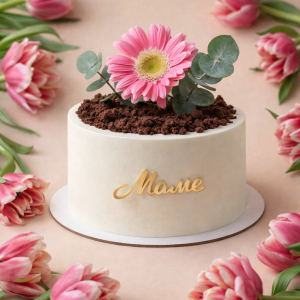 Трюфельный торт с цветочками, на 8 марта