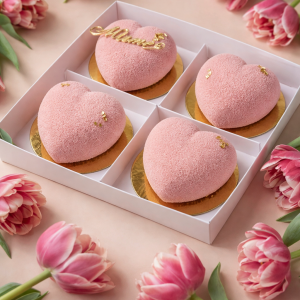 Пирожные сердечки велюр набор 4 шт.