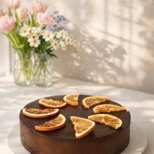 Постный шоколадный чизкейк с апельсином